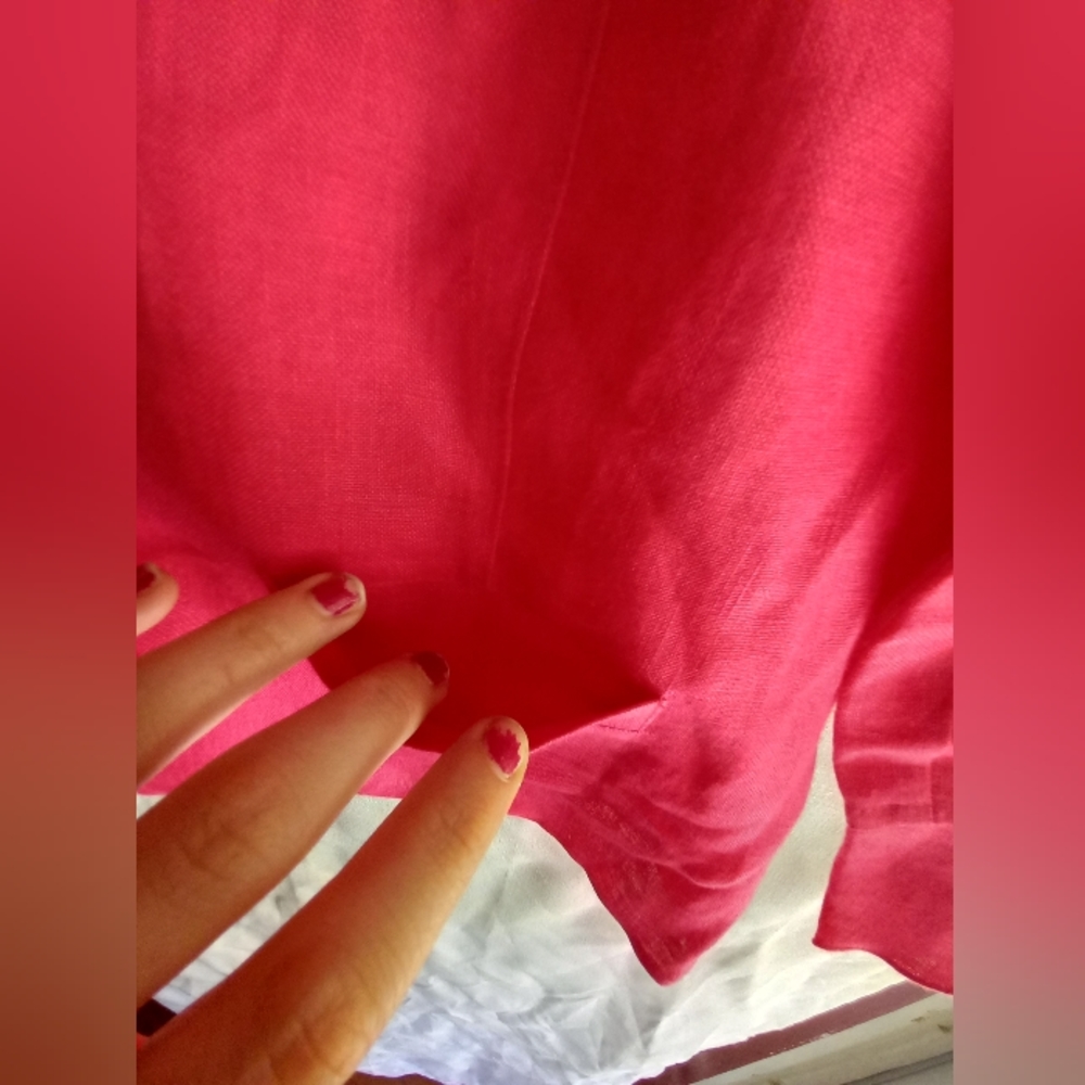 Pink Irish linen button down top - Picture 6 of 8